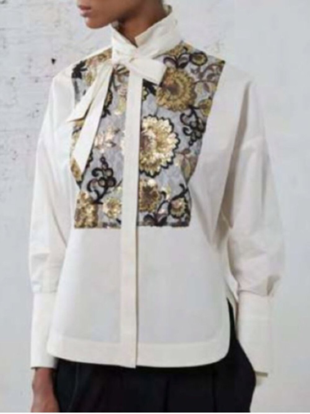 PSOPHIA Shirt with Gold and Black Embroidery Size Medium